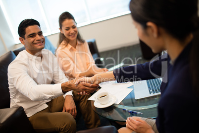 Businessman people shaking hand in office