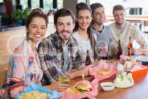 Friends enjoying lunch in restaurant