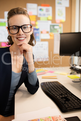 Portrait of smiling businesswoman wearing eyeglasses