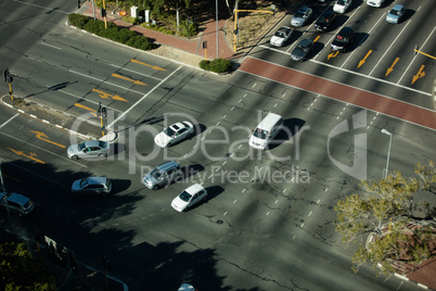 High angle view of road intersection