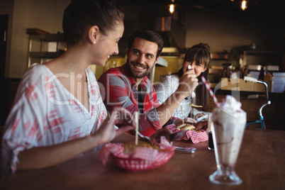 Friends having burger together