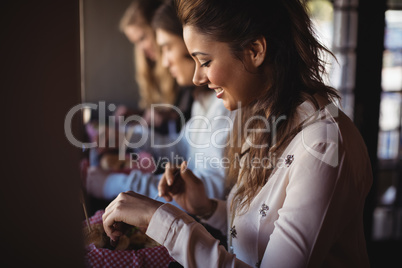 Friends having burger together