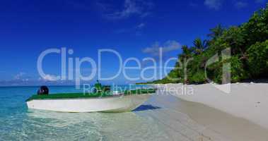 v02426 Maldives beautiful beach background white sandy tropical paradise island with blue sky sea water ocean 4k speedboat