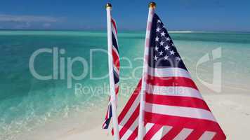 v02919 Maldives beautiful beach background white sandy tropical paradise island with blue sky sea water ocean 4k uk usa flags