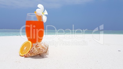 v02939 Maldives beautiful beach background white sandy tropical paradise island with blue sky sea water ocean 4k orange juice cocktail drink