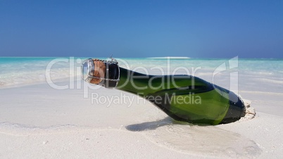 v02973 Maldives beautiful beach background white sandy tropical paradise island with blue sky sea water ocean 4k champagne bottle