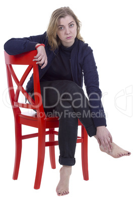 Girls on the red chair