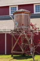 Well water tower tank on a farm