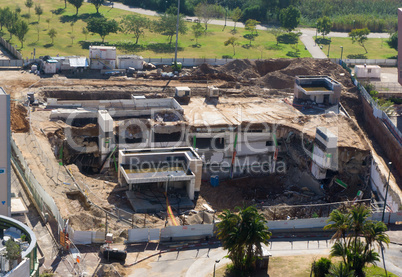 Ramat HaYal, ISRAEL - DECEMBER 9, 2017: Panoramic view of the parking garage collapses in one of the greatest cities in Israel on September 5, 2016. Ramat Hachayal locals shocked and shaken by building collapse