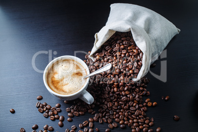 Espresso and coffee beans