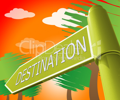 Destination Sign Representing City Track 3d Illustration