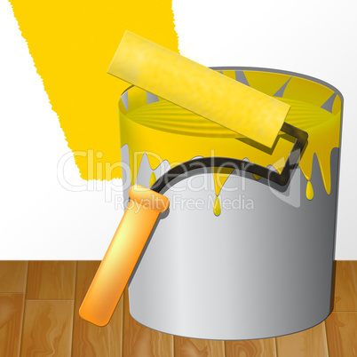 Home Decoration Showing House Painting 3d Illustration