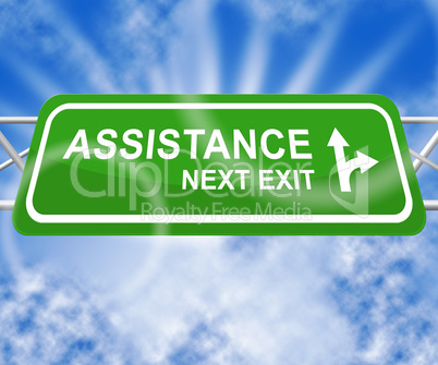 Assistance Sign Represents Assisting Customers 3d Illustration
