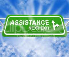 Assistance Sign Represents Assisting Customers 3d Illustration