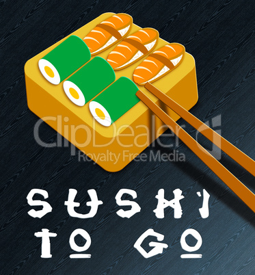 Sushi To Go Showing Japan Cuisine 3d Illustration