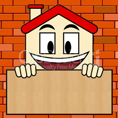 Blank House Sign Shows Home Copyspace 3d Illustration