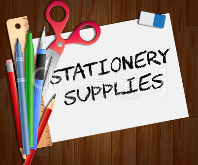 Stationery Supplies Paper Shows School Materials 3d Illustration