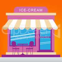 Ice Cream Store Shows Dessert Shop 3d Illustration