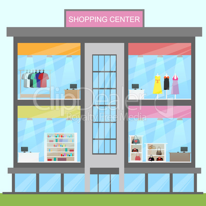 Shopping Center Showing Retail Commerce 3d Illustration