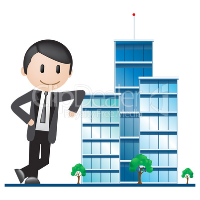 Office Buildings Displays Corporate Cityscape 3d Illustration