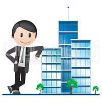 Office Buildings Displays Corporate Cityscape 3d Illustration