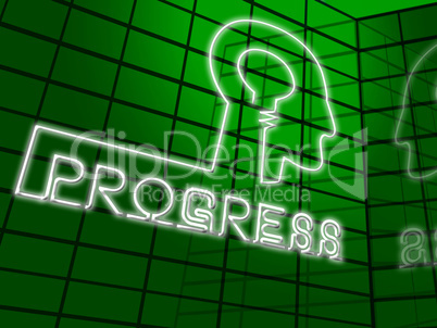 Progress Lightbulb Showing Betterment Headway 3d Illustration