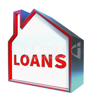 House Loans Shows Home Borrowing Repayments 3d Rendering