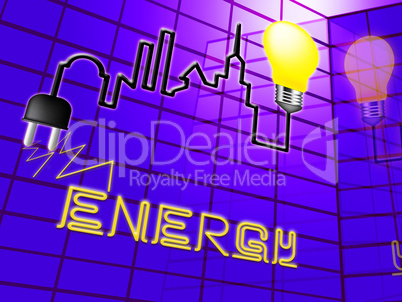 Energy Bulb Showing Electric Power 3d Illustration