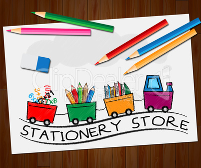 Stationery Store Shows Office Supplies Shops 3d Illustration