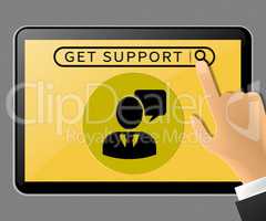 Get Support Tablet Represents Online Assistance 3d Illustration