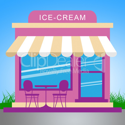 Ice Cream Store Meaning Dessert Shop 3d Illustration