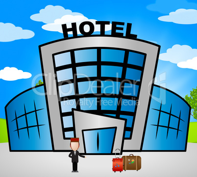 Hotel Lodging Shows Holiday Accomodation 3d Illustration