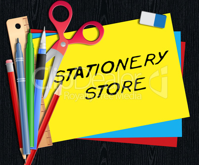 Stationery Store Means Office Supplies Shops 3d Illustration