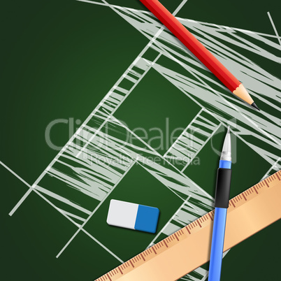 Technical Drawing Shows Design Equipment 3d Illustration
