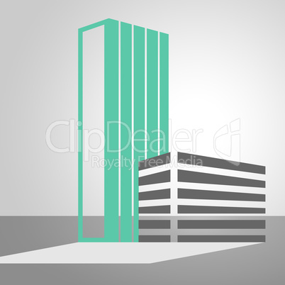 Office Building Icon Means City 3d illustration