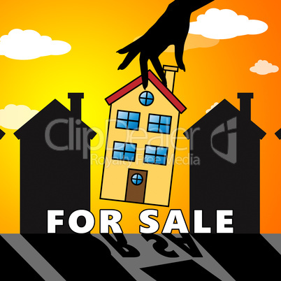 House For Sale Means Sell Property 3d Illustration