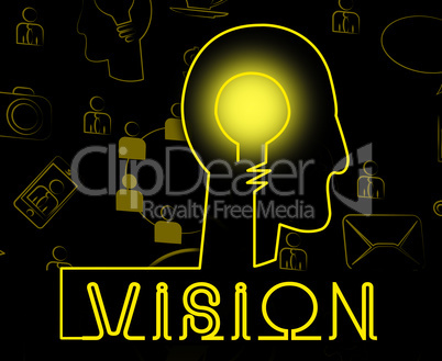 Vision Brain Shows Corporate Planning And Objectives