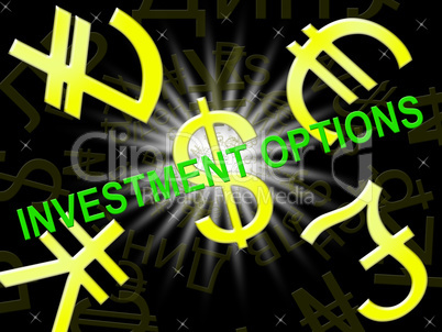 Investment Options Meaning Savings Choices 3d Illustration