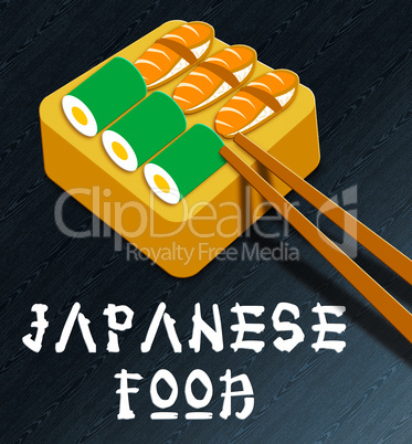 Japanese Food Showing Japan Cuisine 3d Illustration
