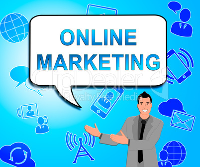 Online Marketing Represents Market Promotions 3d Illustration