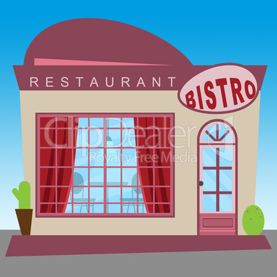 Restaurant Bistro Showing Gourment Food 3d Illustration