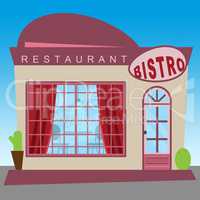 Restaurant Bistro Showing Gourment Food 3d Illustration