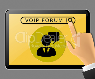 Voip Forum Tablet Representing Internet Voice 3d Illustration