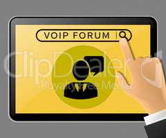 Voip Forum Tablet Representing Internet Voice 3d Illustration
