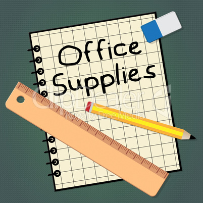 Office Supplies Represents Company Materials 3d Illustration