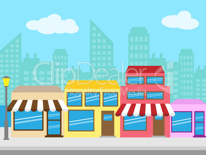 Shopping Street Means Shop Sidewalk 3d Illustration