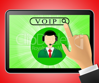 Voip Tablet Represents Internet Voice 3d Illustration