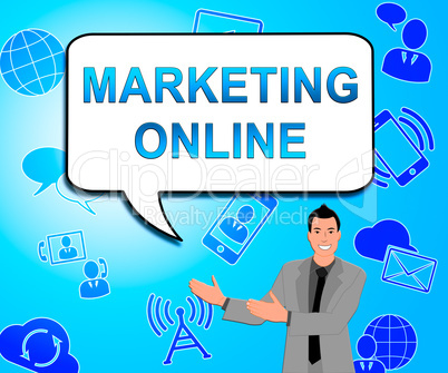 Marketing Online Means Market Promotions 3d Illustration