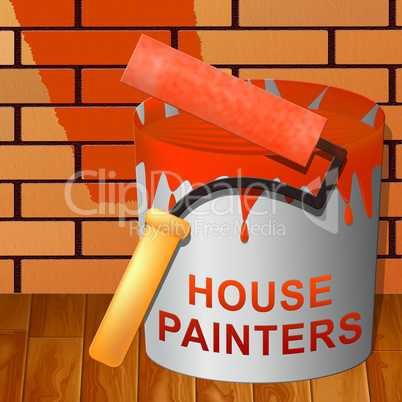 House Painters Shows Home Painting 3d Illustration
