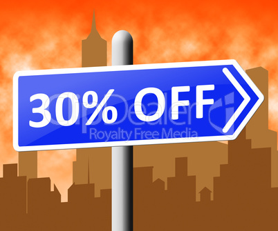 Thirty Percent Off Means Discounts Clearance 3d Illustration